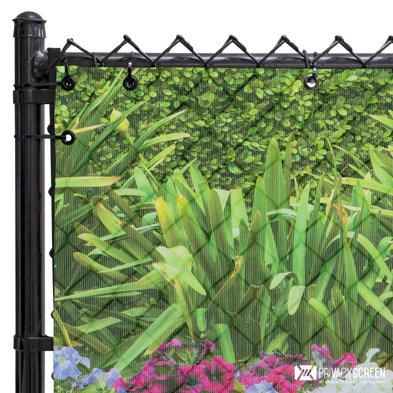 フロントガラス用スクリーン 220cm フラワーパターン Boxwood Hedge with Flowers Outdoor Screen | 211 Series